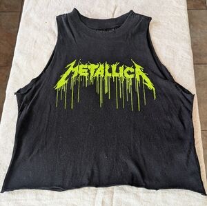 Black Sleeveless Top with Neon Green Graphic